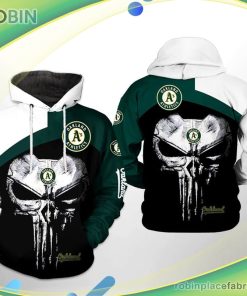 Oakland Athletics Mlb Skull Punisher 3d Printed Hoodie