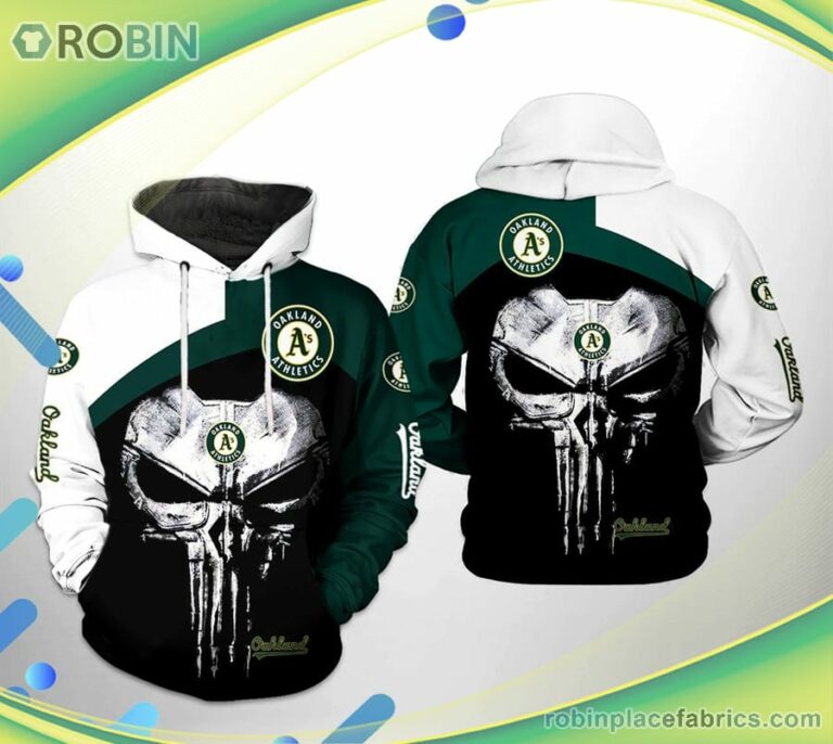 Oakland Athletics Mlb Skull Punisher 3d Printed Hoodie