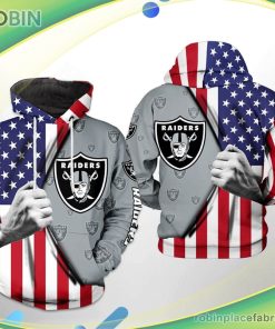 Oakland Raiders Nfl Us Flag Team 3d Printed Hoodie