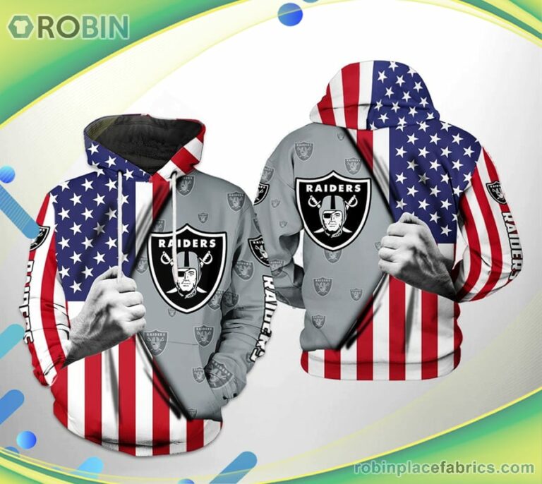 Oakland Raiders Nfl Us Flag Team 3d Printed Hoodie