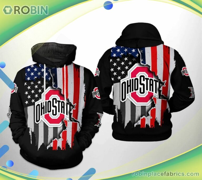 Ohio State Buckeyes Ncaa Us Flag 3d Printed Hoodie