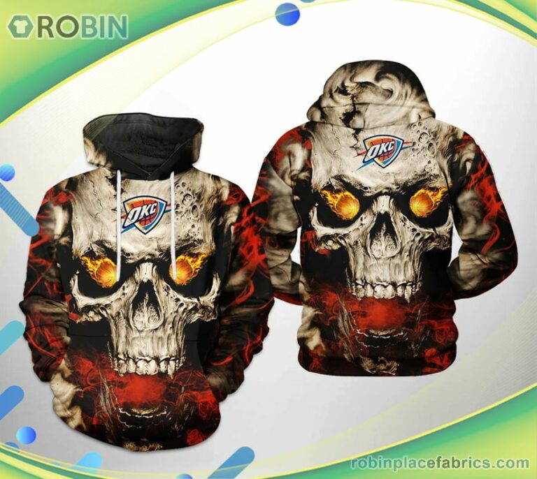 Oklahoma City Thunder Nba Skull 3d Printed Hoodie