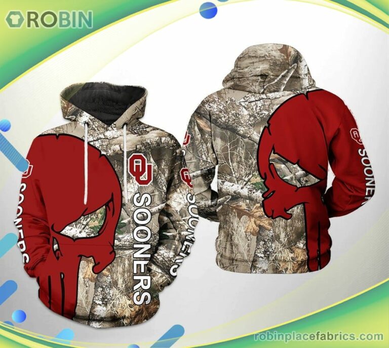 Oklahoma Sooners Ncaa Camo Veteran Hunting 3d Printed Hoodie