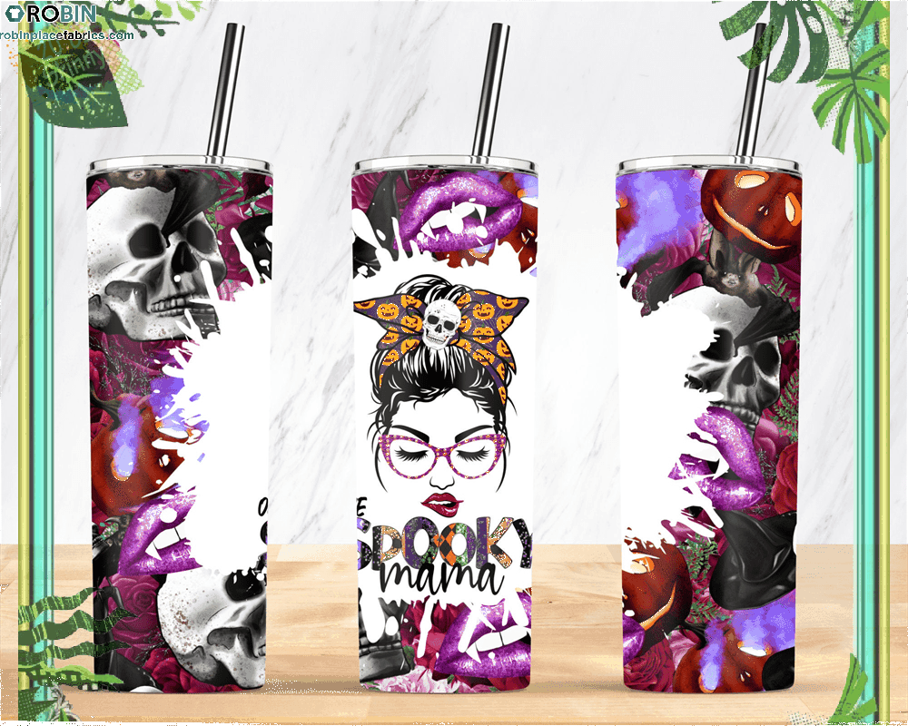 One Spooky Mama Halloween Tumbler Skinny Tumbler - RobinPlaceFabrics