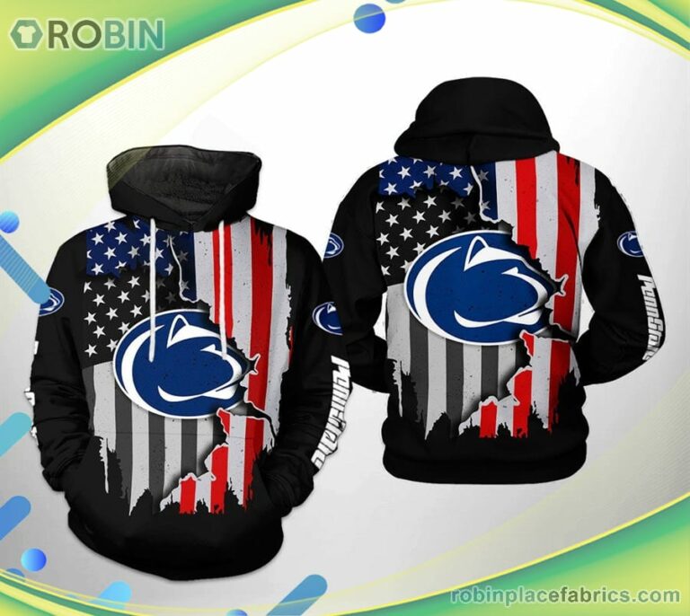 Penn State Nittany Lions Ncaa Us Flag 3d Printed Hoodie