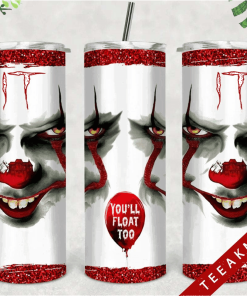 Pennywise Face Skinny Tumbler Ithorrorred Glitterhalloween Skinny Tumbler