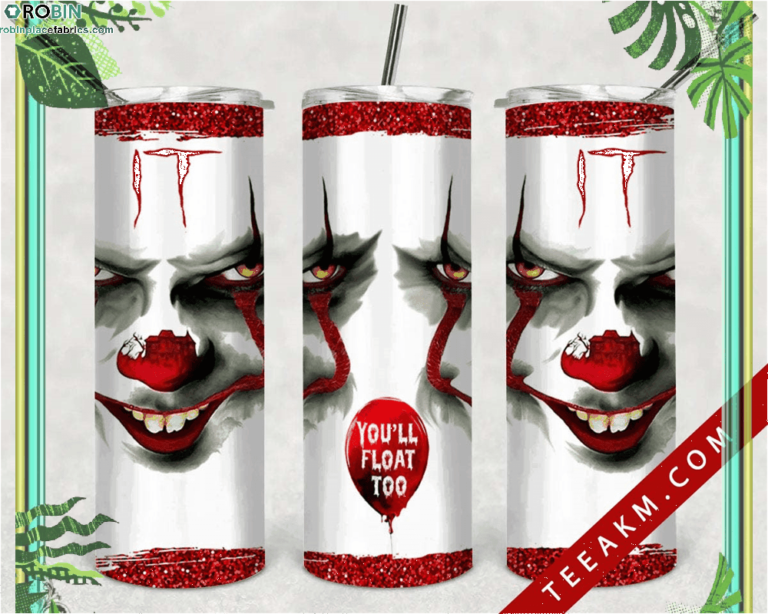 Pennywise Face Skinny Tumbler Ithorrorred Glitterhalloween Skinny Tumbler
