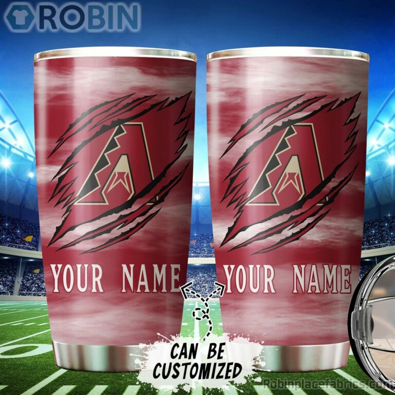 Personalized Name & Logo Arizona Diamondbacks Baseball Ripped Claw Tumbler