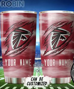 Personalized Name & Logo Atlanta Falcons Football Ripped Claw Tumbler