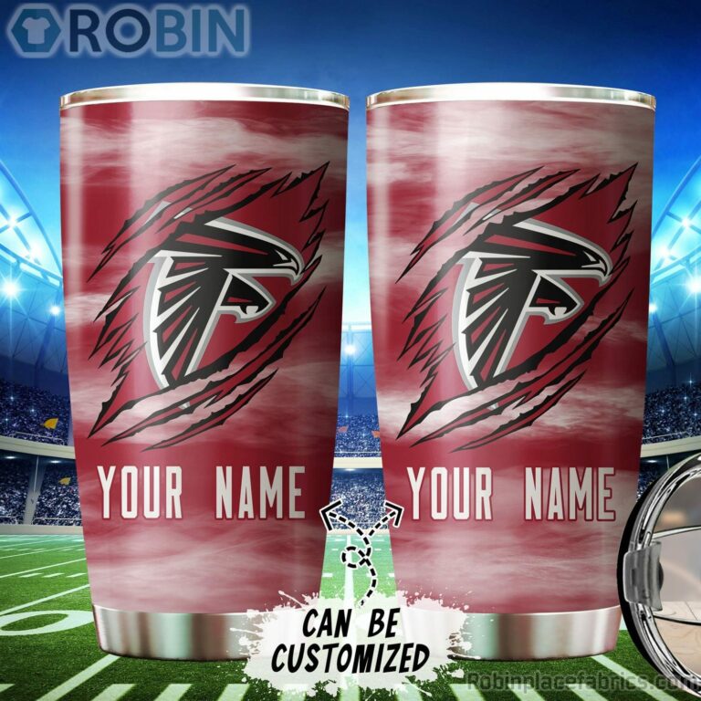 Personalized Name & Logo Atlanta Falcons Football Ripped Claw Tumbler