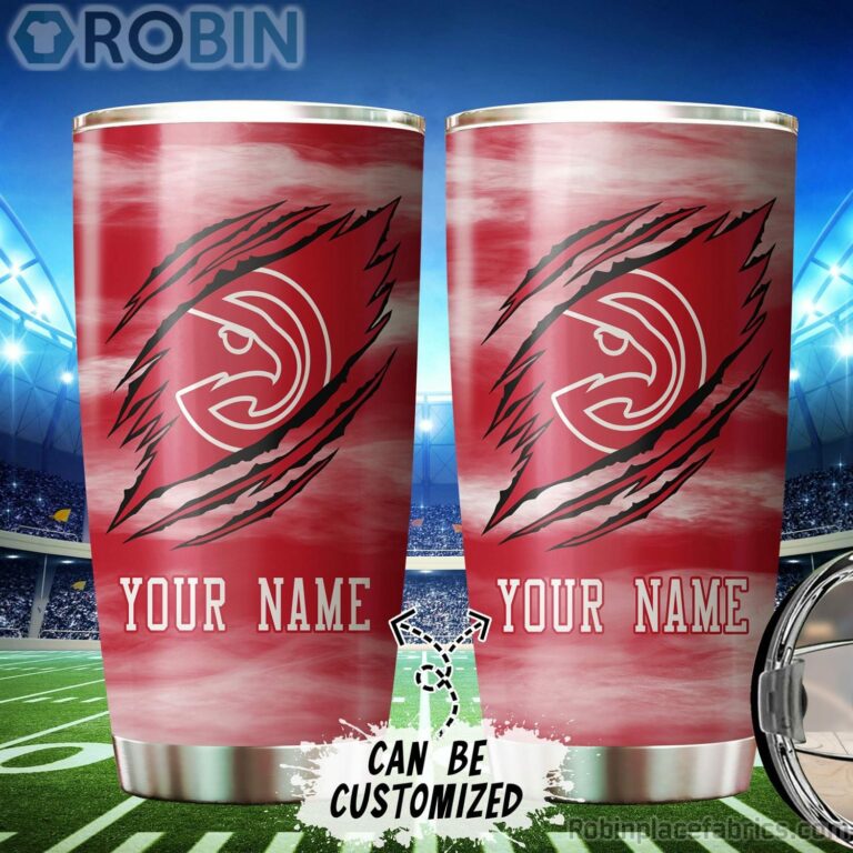 Personalized Name & Logo Atlanta Hawks Basketball Ripped Claw Tumbler
