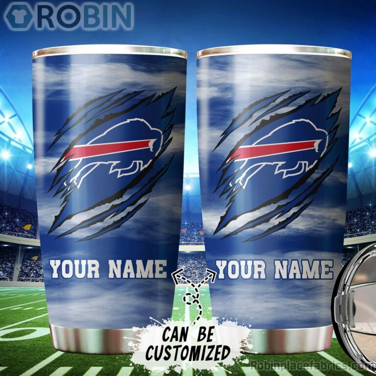 Personalized Name & Logo Buffalo Bills Football Ripped Claw Tumbler