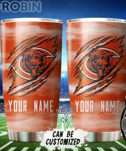 Personalized Name & Logo Chicago Bears Football Ripped Claw Tumbler