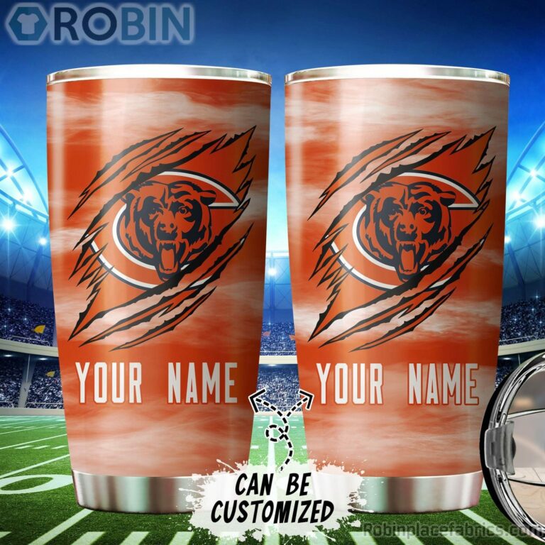Personalized Name & Logo Chicago Bears Football Ripped Claw Tumbler