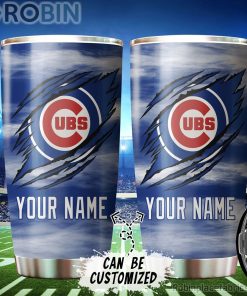 Personalized Name & Logo Chicago Cubs Baseball Ripped Claw Tumbler