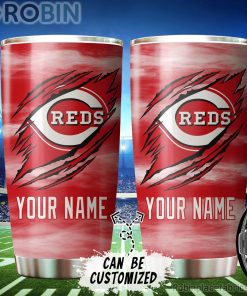 Personalized Name & Logo Cincinnati Reds Baseball Ripped Claw Tumbler