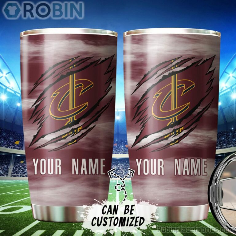 Personalized Name & Logo Cleveland Cavaliers Basketball Ripped Claw Tumbler