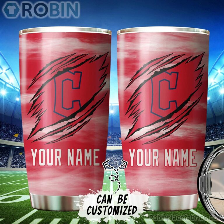 Personalized Name & Logo Cleveland Guardians Baseball Ripped Claw Tumbler