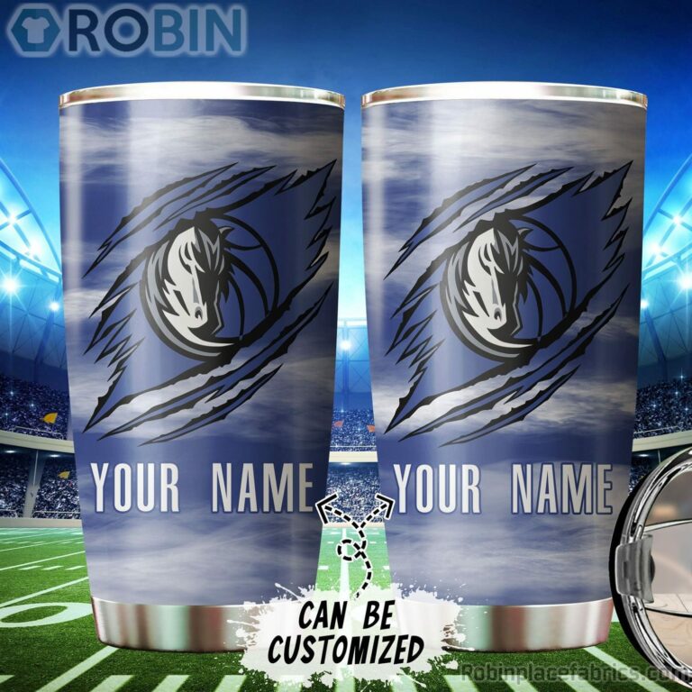 Personalized Name & Logo Dallas Mavericks Basketball Ripped Claw Tumbler