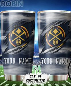 Personalized Name & Logo Denver Nuggets Basketball Ripped Claw Tumbler