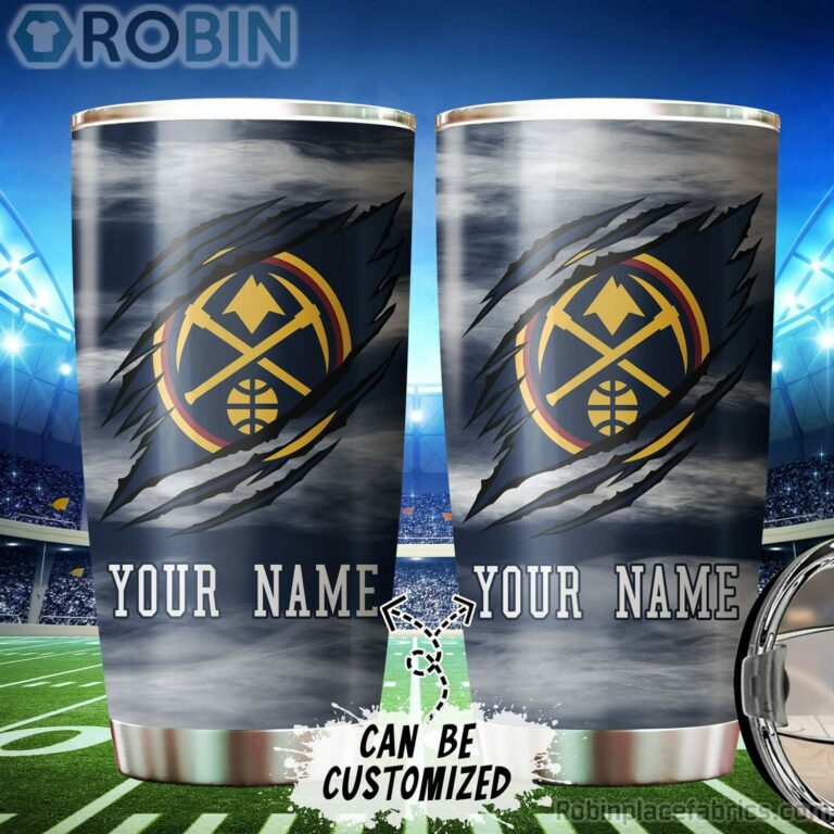 Personalized Name & Logo Denver Nuggets Basketball Ripped Claw Tumbler
