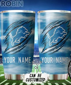 Personalized Name & Logo Detroit Lions Football Ripped Claw Tumbler