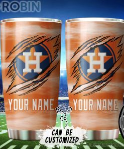 Personalized Name & Logo Houston Astros Baseball Ripped Claw Tumbler