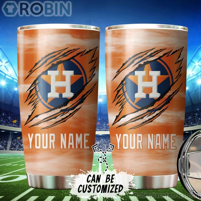 Personalized Name & Logo Houston Astros Baseball Ripped Claw Tumbler