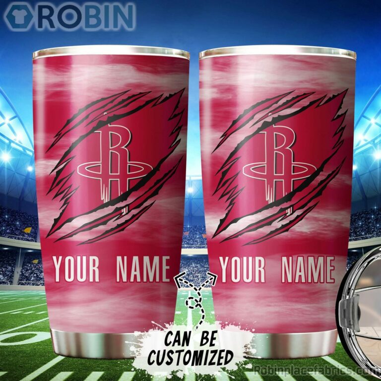 Personalized Name & Logo Houston Rockets Basketball Ripped Claw Tumbler