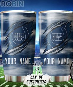 Personalized Name & Logo Indianapolis Colts Football Ripped Claw Tumbler