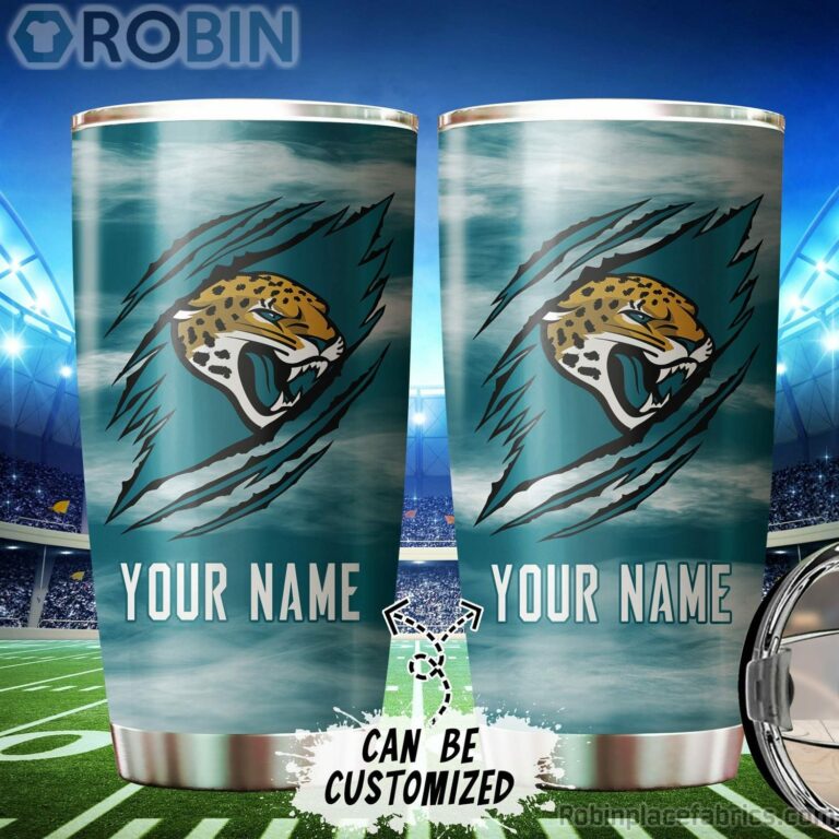 Personalized Name & Logo Jacksonville Jaguars Football Ripped Claw Tumbler