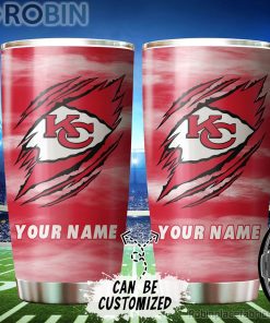 Personalized Name & Logo Kansas City Chiefs Football Ripped Claw Tumbler