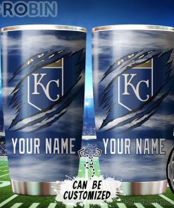 Personalized Name & Logo Kansas City Royals Baseball Ripped Claw Tumbler