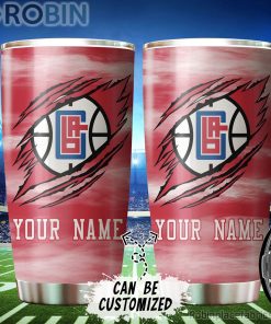 Personalized Name & Logo Los Angeles Clippers Basketball Ripped Claw Tumbler