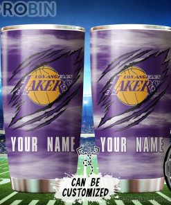 Personalized Name & Logo Los Angeles Lakers Basketball Ripped Claw Tumbler Personalized Name & Logo Los Angeles Lakers Basketball Ripped Claw Tumbler