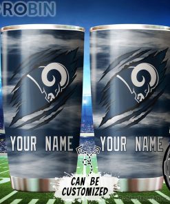 Personalized Name & Logo Los Angeles Rams Football Ripped Claw Tumbler