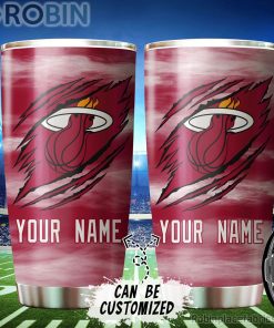 Personalized Name & Logo Miami Heat Basketball Ripped Claw Tumbler