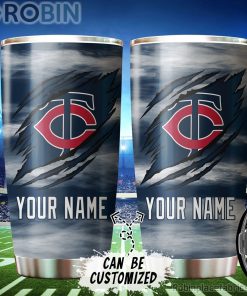 Personalized Name & Logo Minnesota Twins Baseball Ripped Claw Tumbler
