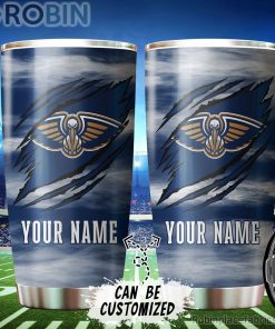 Personalized Name & Logo New Orleans Pelicans Basketball Ripped Claw Tumbler