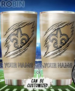 Personalized Name & Logo New Orleans Saints Football Ripped Claw Tumbler