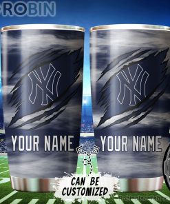 Personalized Name & Logo New York Yankees Baseball Ripped Claw Tumbler