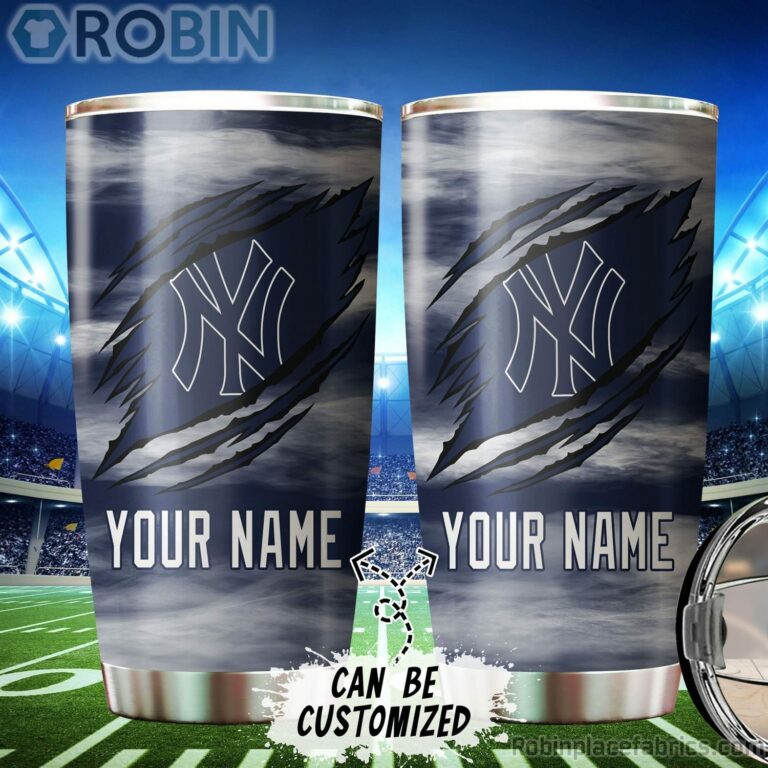 Personalized Name & Logo New York Yankees Baseball Ripped Claw Tumbler