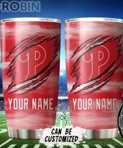 Personalized Name & Logo Philadelphia Phillies Baseball Ripped Claw Tumbler
