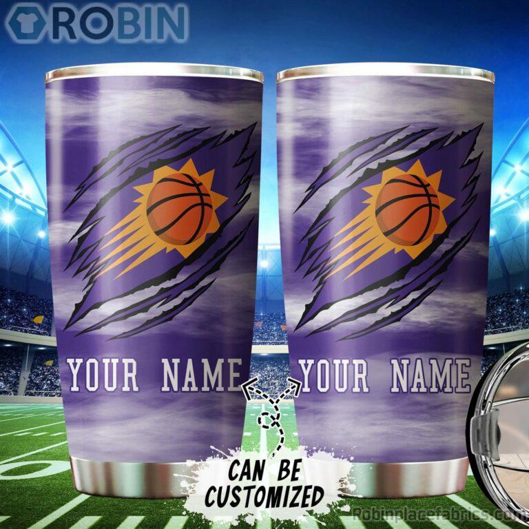 Personalized Name & Logo Phoenix Suns Basketball Ripped Claw Tumbler