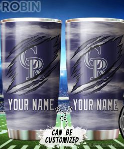 Personalized Name & Logo Rockies Baseball Ripped Claw Tumbler