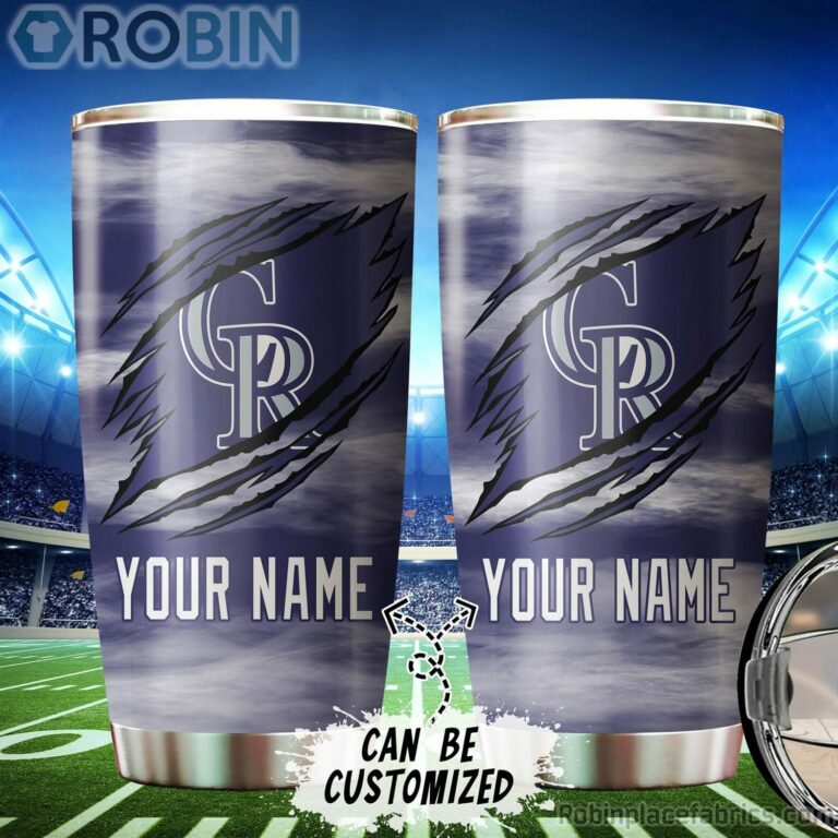 Personalized Name & Logo Rockies Baseball Ripped Claw Tumbler