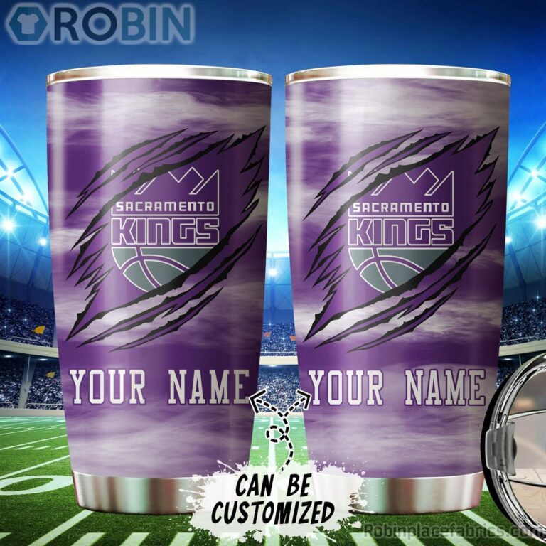 Personalized Name & Logo Sacramento Kings Basketball Ripped Claw Tumbler
