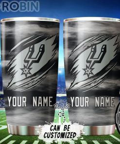 Personalized Name & Logo San Antonio Spurs Basketball Ripped Claw Tumbler
