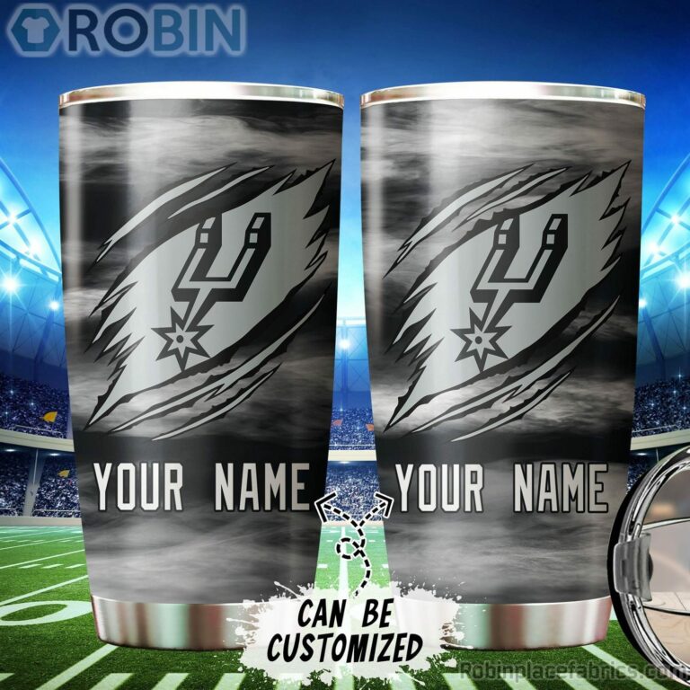 Personalized Name & Logo San Antonio Spurs Basketball Ripped Claw Tumbler