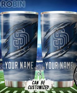 Personalized Name & Logo San Diego Padres Baseball Ripped Claw Tumbler